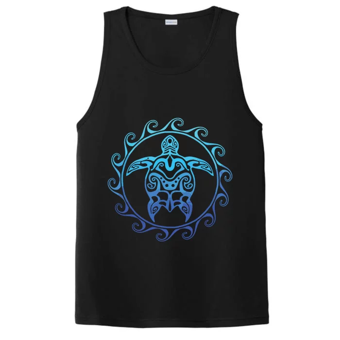 Ocean Blue Tribal Hawaiian Sea Turtle Performance Tank