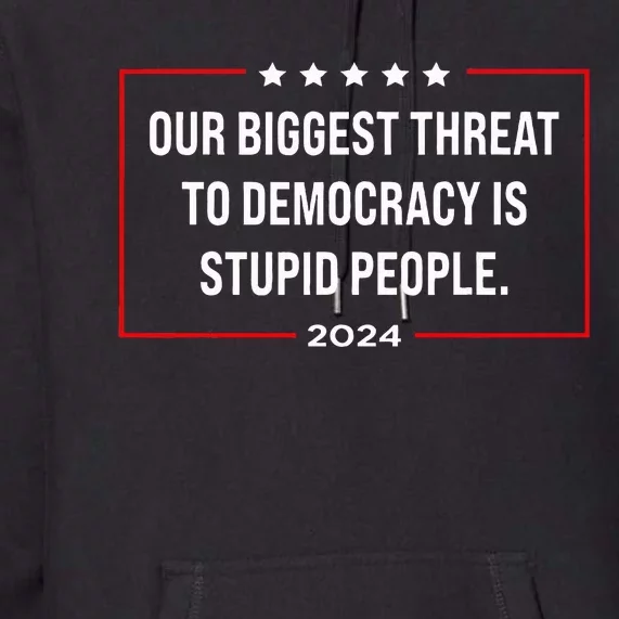 Our Biggest Threat To Democracy Is Stupid People Premium Hoodie