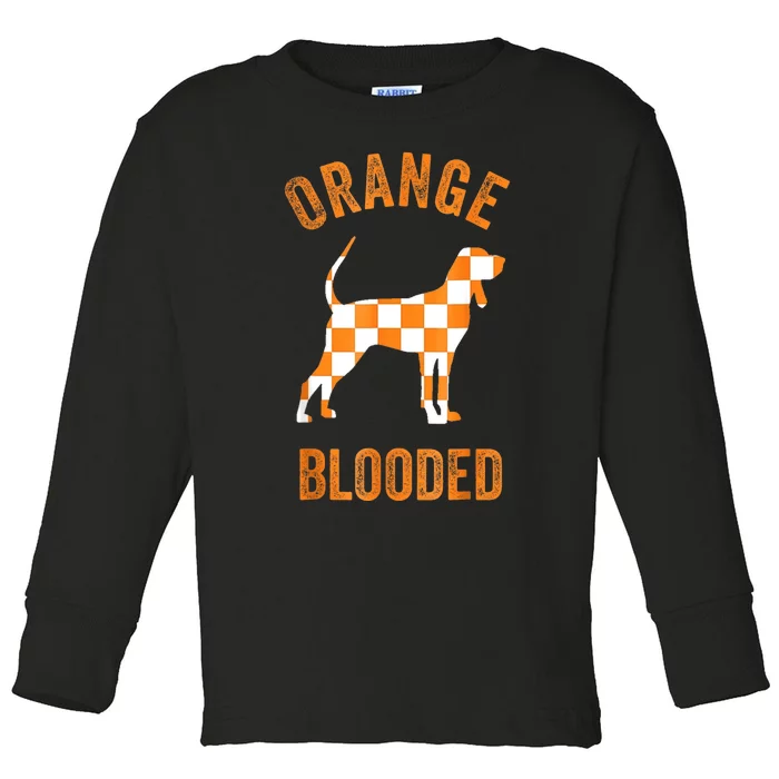 Orange Blooded Tennessee Hound Native Home Tn Rocky Top Toddler Long Sleeve Shirt