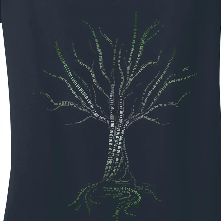 Original Binary Tree Computer Coding Programmer Women's V-Neck T-Shirt