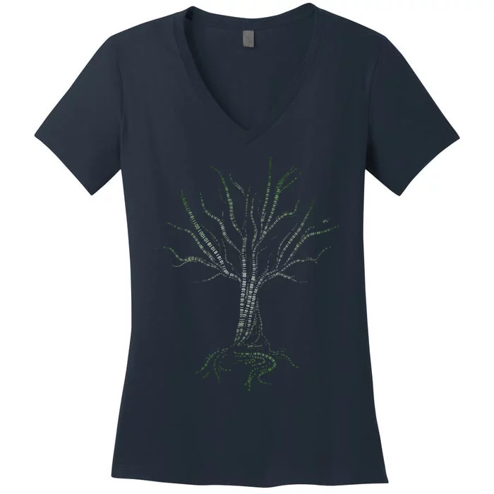 Original Binary Tree Computer Coding Programmer Women's V-Neck T-Shirt