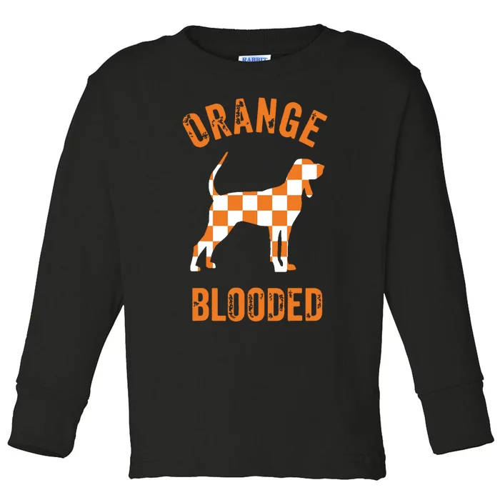 Orange Blooded Tennessee Hound Native Home Tn State Pride Toddler Long Sleeve Shirt