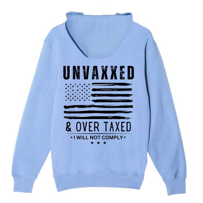 ( On Back ) Unvaxxed And Overtaxed Front & Back Unisex Surf Hoodie