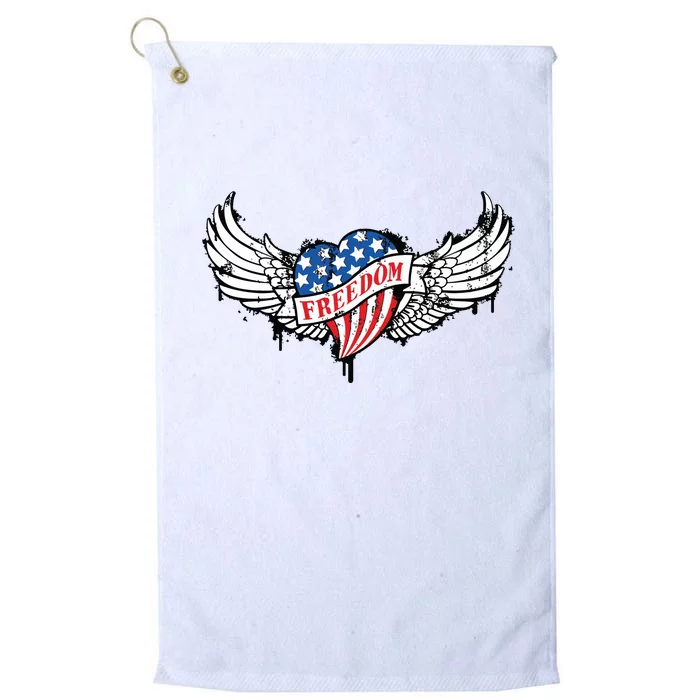 On Back Vintage Freedom Us Flag Eagle Patriotic 4th Of July Platinum Collection Golf Towel