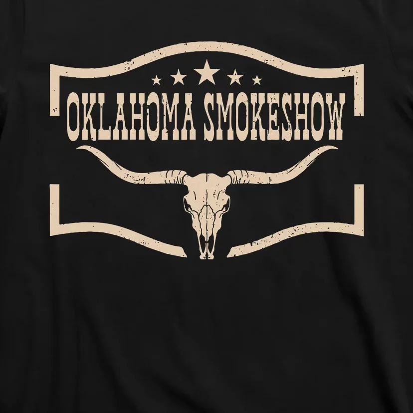 Oklahoma Bullskull With Feathers And Dreamcatcher Smokeshow T-Shirt