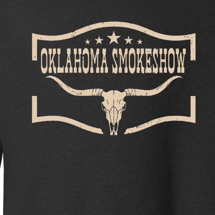 Oklahoma Bullskull With Feathers And Dreamcatcher Smokeshow Toddler Sweatshirt