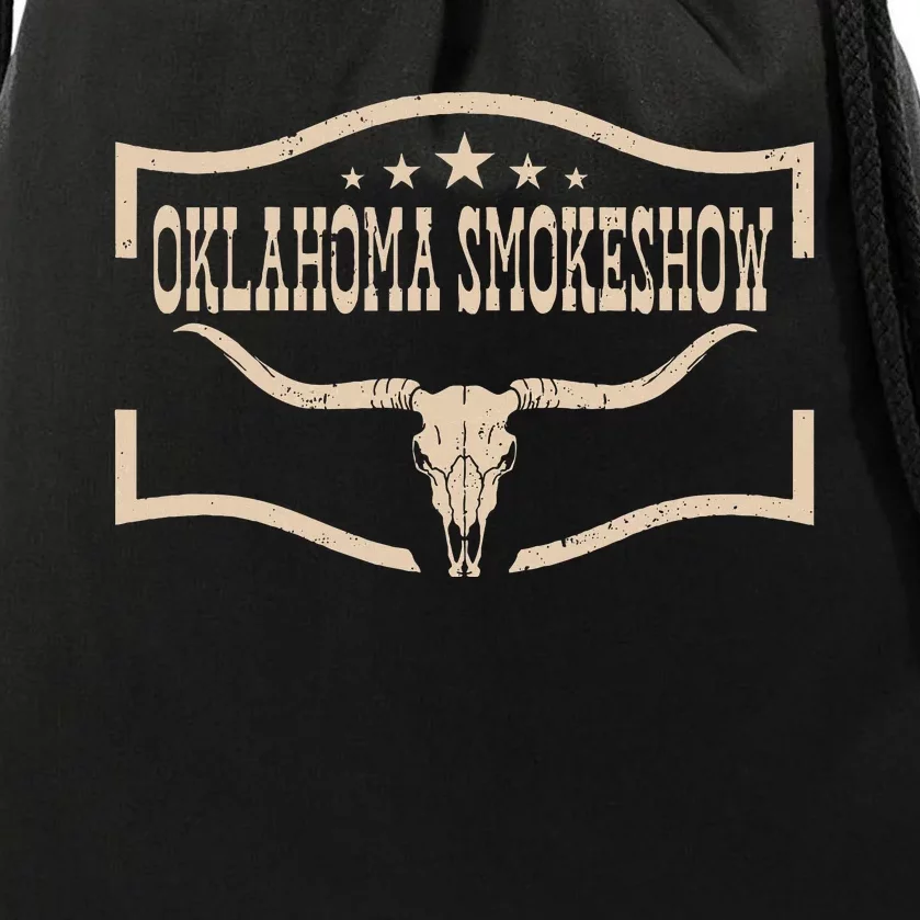 Oklahoma Bullskull With Feathers And Dreamcatcher Smokeshow Drawstring Bag