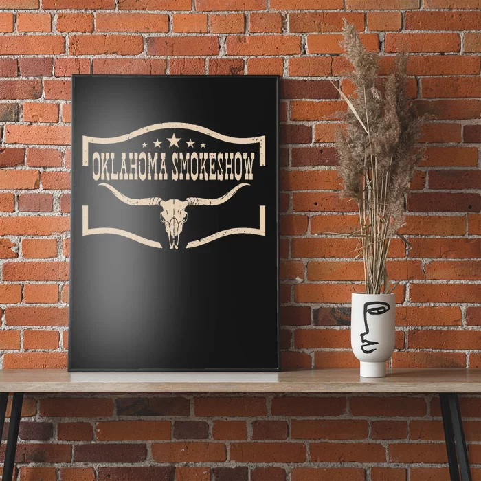 Oklahoma Bullskull With Feathers And Dreamcatcher Smokeshow Poster