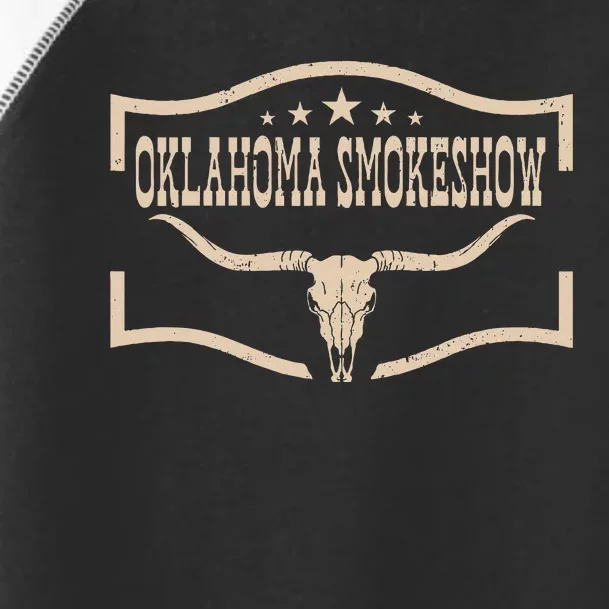 Oklahoma Bullskull With Feathers And Dreamcatcher Smokeshow Toddler Fine Jersey T-Shirt