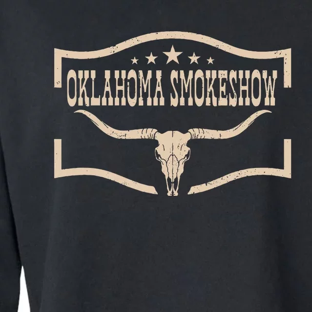 Oklahoma Bullskull With Feathers And Dreamcatcher Smokeshow Cropped Pullover Crew