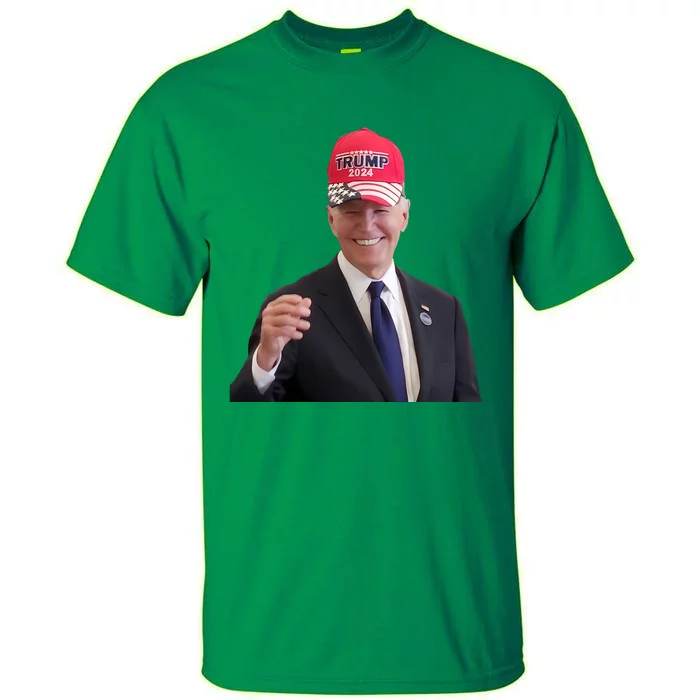 Oe Biden Wearing Trump Hat 2024 President Donald Republican Tall T-Shirt