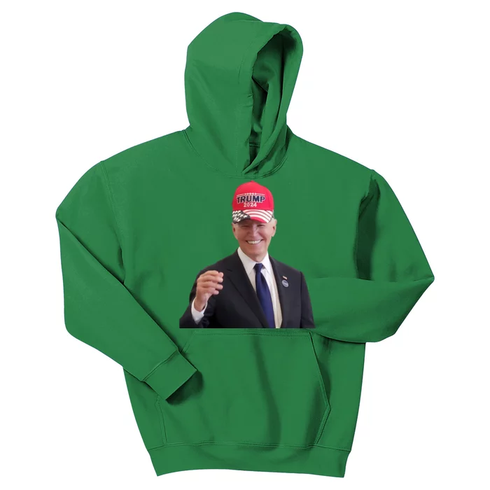 Oe Biden Wearing Trump Hat 2024 President Donald Republican Kids Hoodie