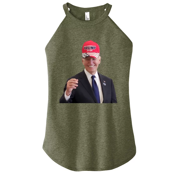 Oe Biden Wearing Trump Hat 2024 President Donald Republican Women’s Perfect Tri Rocker Tank