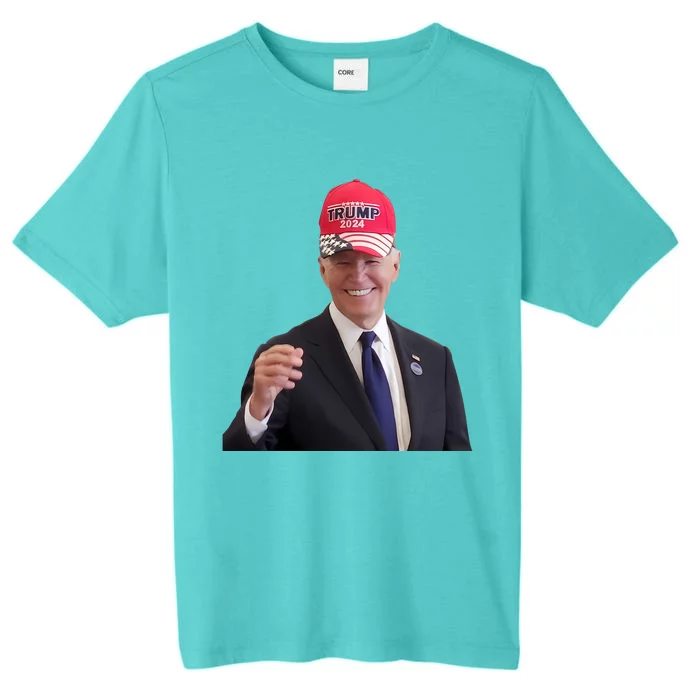 Oe Biden Wearing Trump Hat 2024 President Donald Republican ChromaSoft Performance T-Shirt