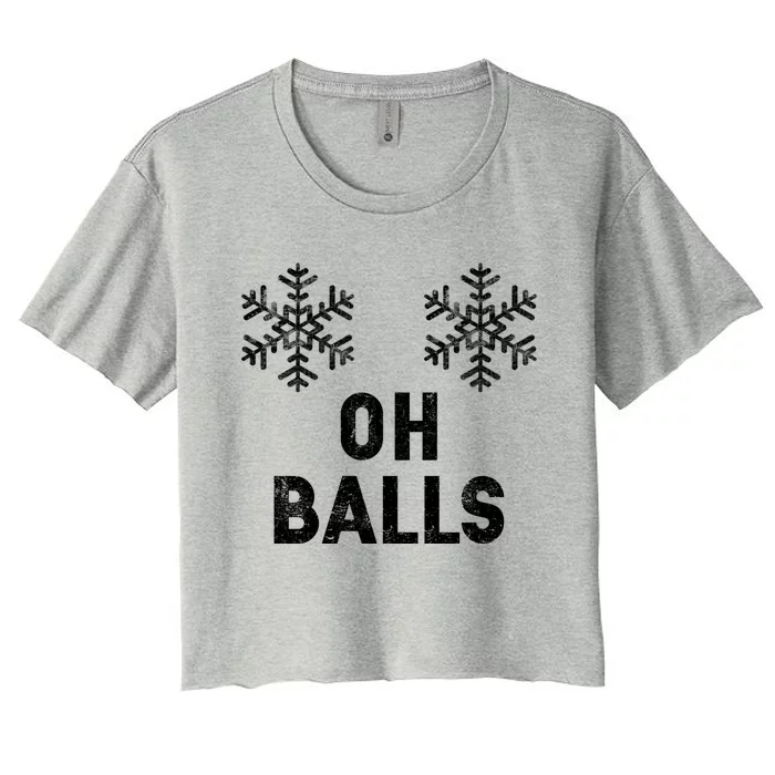 Oh Balls Xmas Funny Gift Women's Crop Top Tee