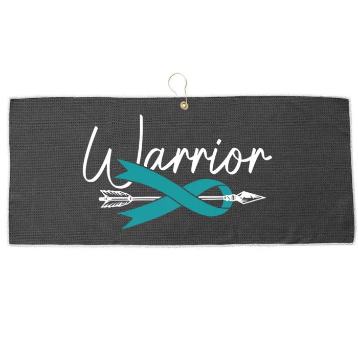 Ovarian Cancer Awareness Month Woman Teal Ribbon Warrior Large Microfiber Waffle Golf Towel