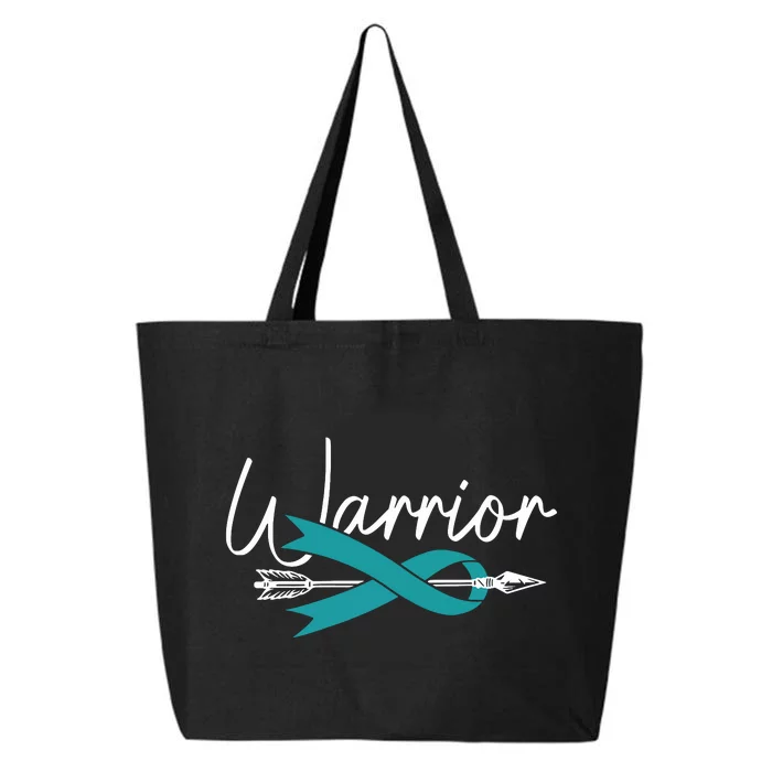 Ovarian Cancer Awareness Month Woman Teal Ribbon Warrior 25L Jumbo Tote