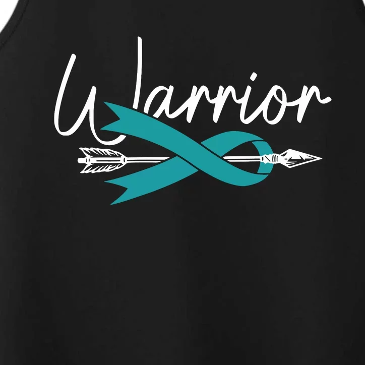 Ovarian Cancer Awareness Month Woman Teal Ribbon Warrior Performance Tank