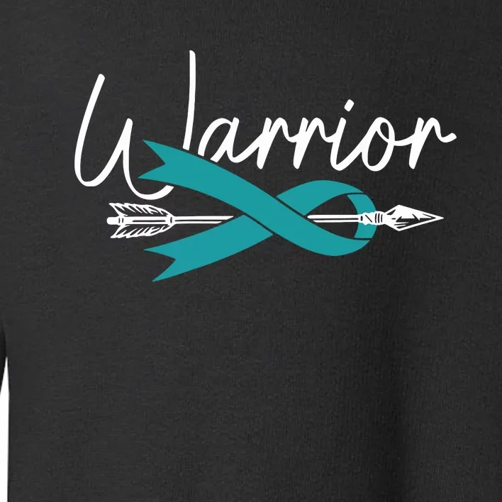 Ovarian Cancer Awareness Month Woman Teal Ribbon Warrior Toddler Sweatshirt