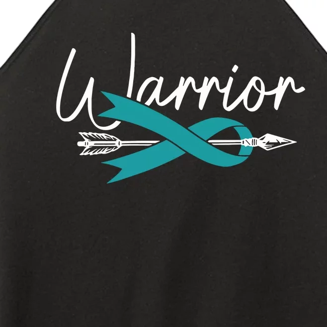 Ovarian Cancer Awareness Month Woman Teal Ribbon Warrior Women’s Perfect Tri Rocker Tank