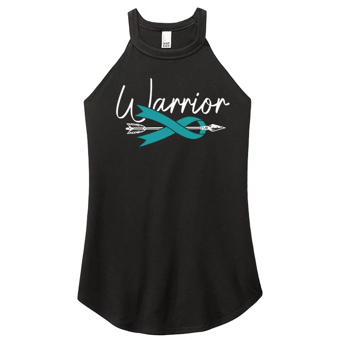 Ovarian Cancer Awareness Month Woman Teal Ribbon Warrior Women’s Perfect Tri Rocker Tank