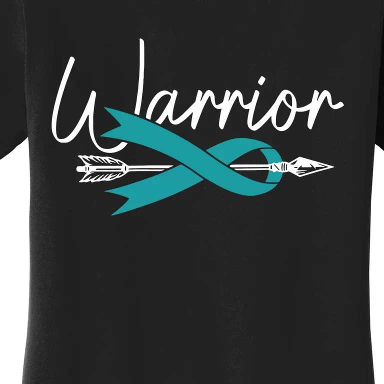 Ovarian Cancer Awareness Month Woman Teal Ribbon Warrior Women's T-Shirt