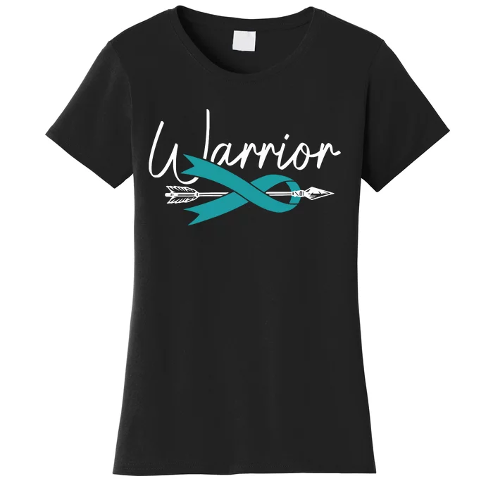 Ovarian Cancer Awareness Month Woman Teal Ribbon Warrior Women's T-Shirt