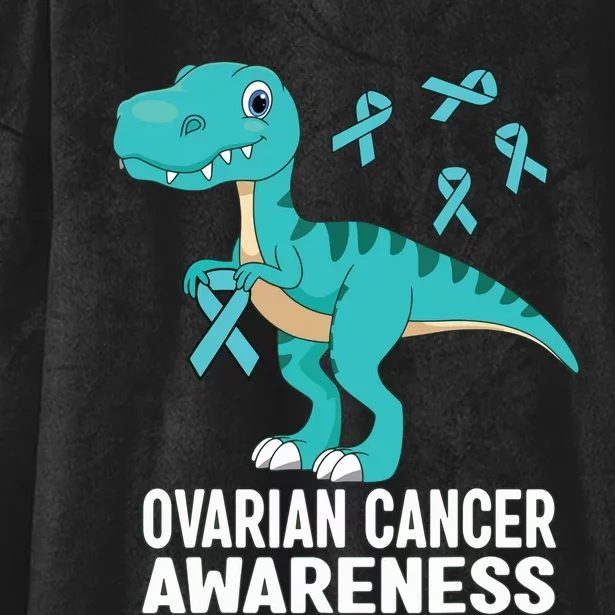 Ovarian Cancer Awareness Teal Ribbon Dinosaur Women Hooded Wearable Blanket