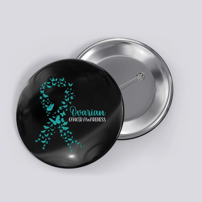 Ovarian Cancer Awareness Teal Ribbon Warrior Survivor Button