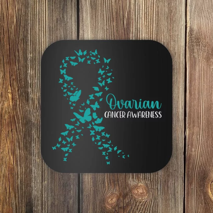 Ovarian Cancer Awareness Teal Ribbon Warrior Survivor Coaster