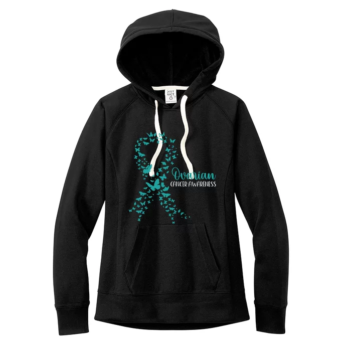 Ovarian Cancer Awareness Teal Ribbon Warrior Survivor Women's Fleece Hoodie