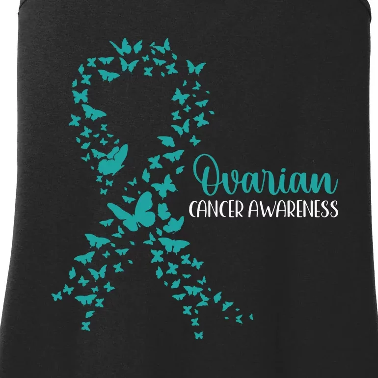 Ovarian Cancer Awareness Teal Ribbon Warrior Survivor Ladies Essential Tank