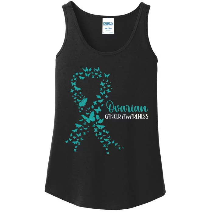 Ovarian Cancer Awareness Teal Ribbon Warrior Survivor Ladies Essential Tank