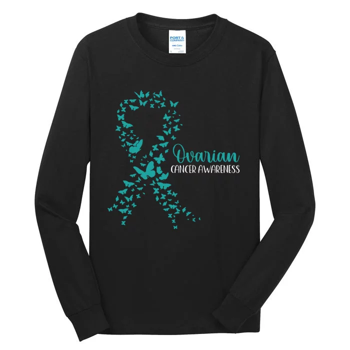 Ovarian Cancer Awareness Teal Ribbon Warrior Survivor Tall Long Sleeve T-Shirt