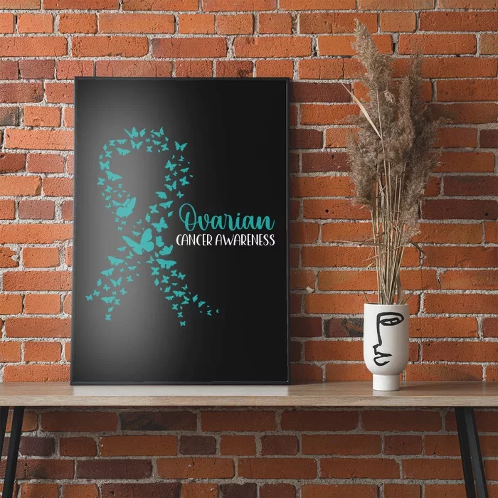 Ovarian Cancer Awareness Teal Ribbon Warrior Survivor Poster