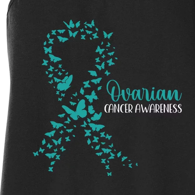 Ovarian Cancer Awareness Teal Ribbon Warrior Survivor Women's Racerback Tank