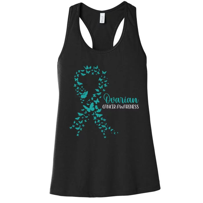 Ovarian Cancer Awareness Teal Ribbon Warrior Survivor Women's Racerback Tank