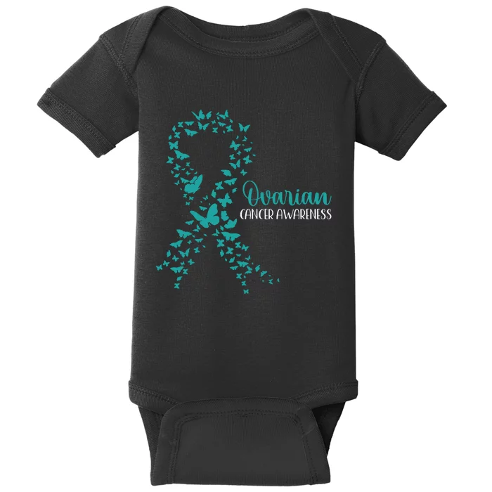 Ovarian Cancer Awareness Teal Ribbon Warrior Survivor Baby Bodysuit