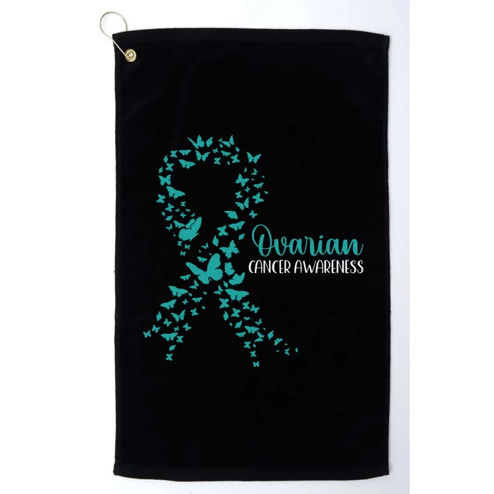 Ovarian Cancer Awareness Teal Ribbon Warrior Survivor Platinum Collection Golf Towel