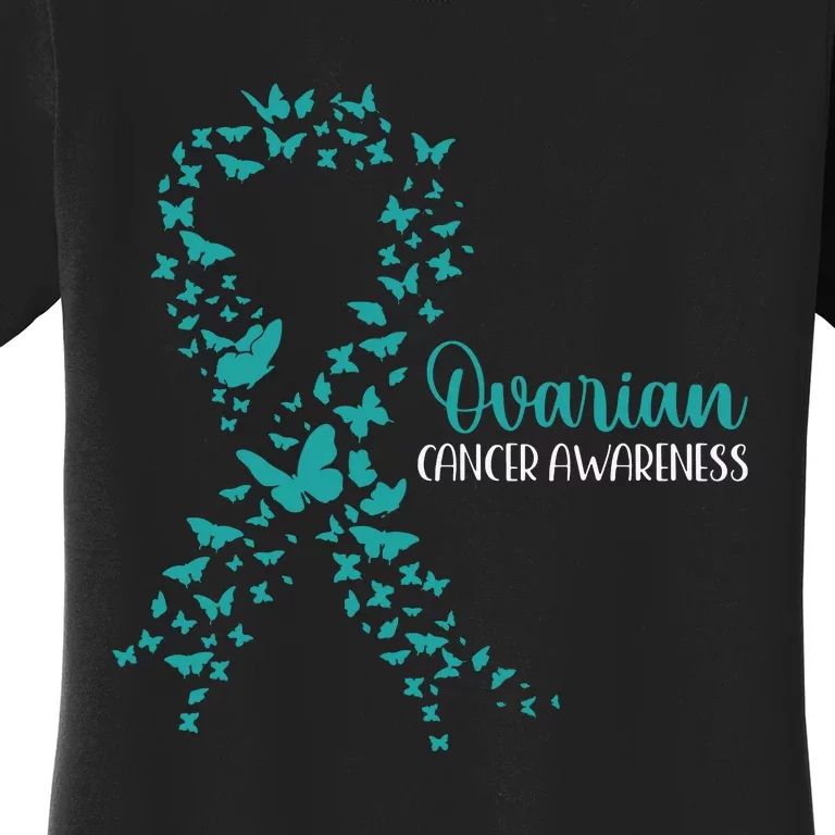 Ovarian Cancer Awareness Teal Ribbon Warrior Survivor Women's T-Shirt