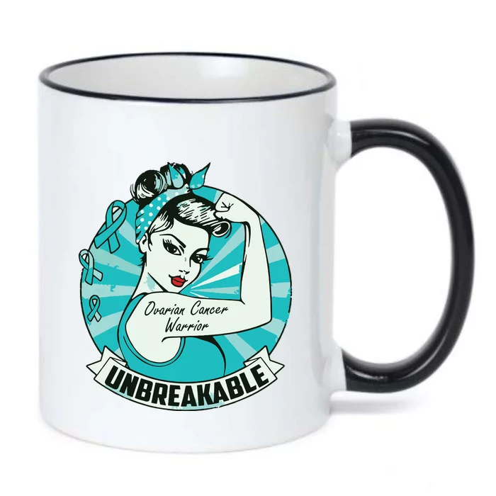 Ovarian Cancer Awareness Warrior Unbreakable Support Squad Black Color Changing Mug