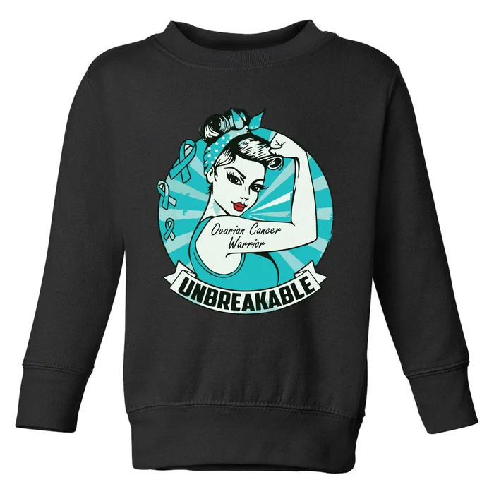 Ovarian Cancer Awareness Warrior Unbreakable Support Squad Toddler Sweatshirt