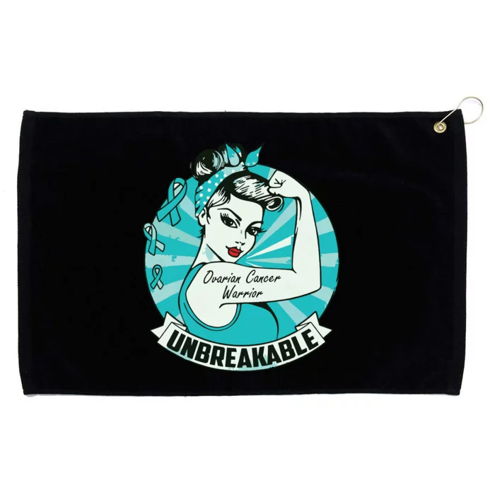 Ovarian Cancer Awareness Warrior Unbreakable Support Squad Grommeted Golf Towel