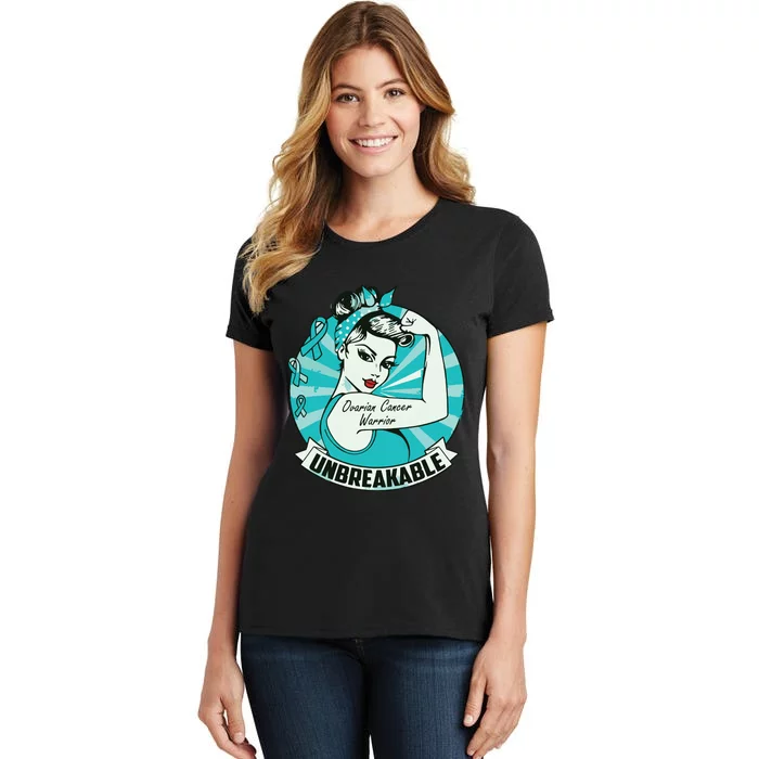 Ovarian Cancer Awareness Warrior Unbreakable Support Squad Women's T-Shirt