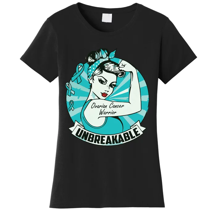 Ovarian Cancer Awareness Warrior Unbreakable Support Squad Women's T-Shirt