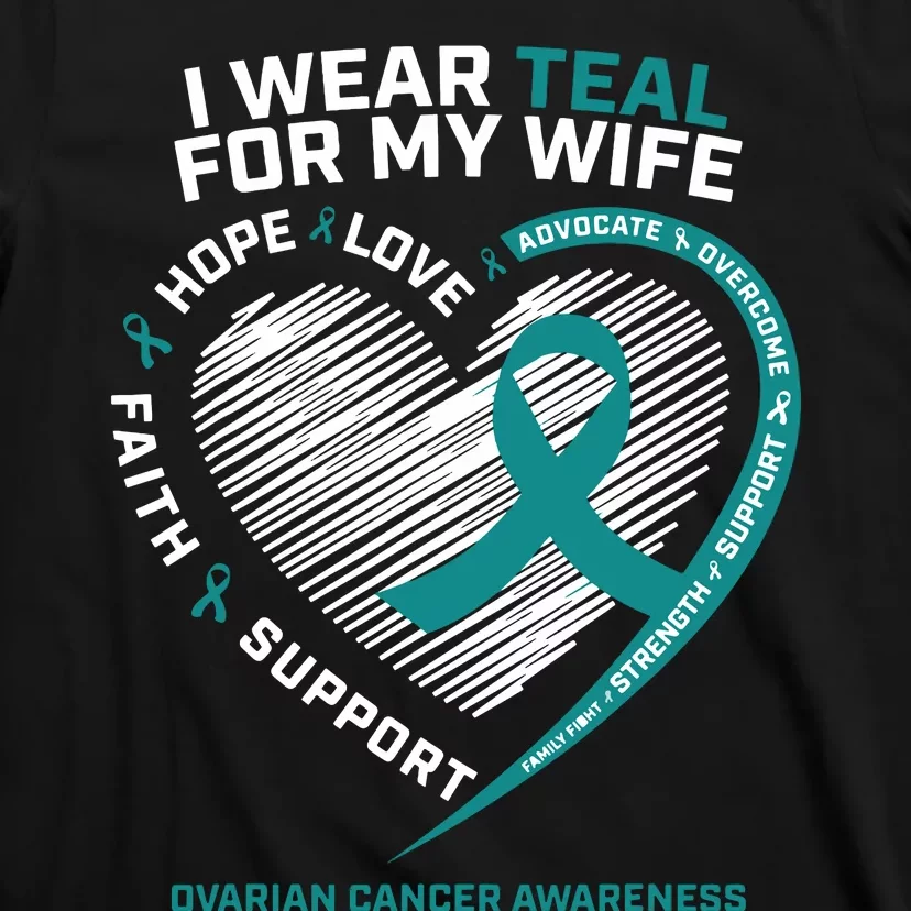 Ovarian Cancer Awareness I Wear Teal For My Wife T-Shirt