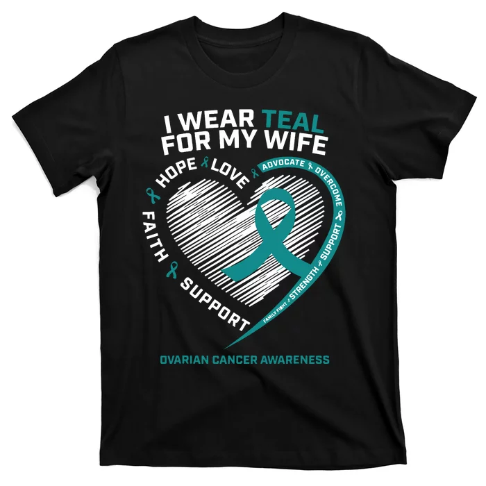 Ovarian Cancer Awareness I Wear Teal For My Wife T-Shirt