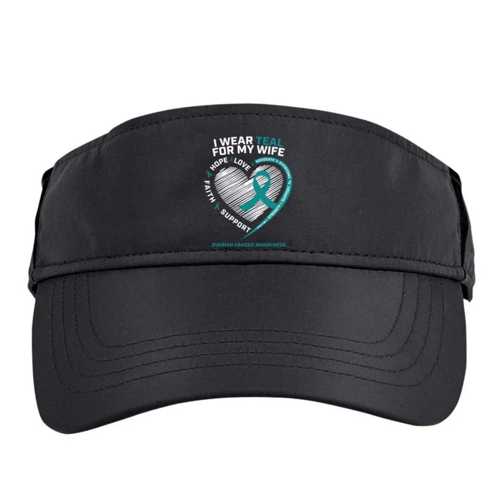 Ovarian Cancer Awareness I Wear Teal For My Wife Adult Drive Performance Visor