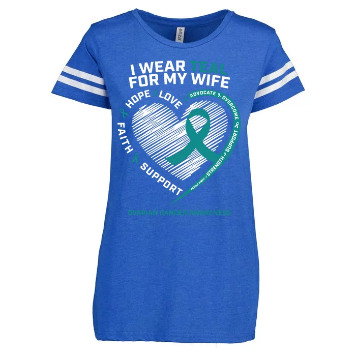 Ovarian Cancer Awareness I Wear Teal For My Wife Enza Ladies Jersey Football T-Shirt