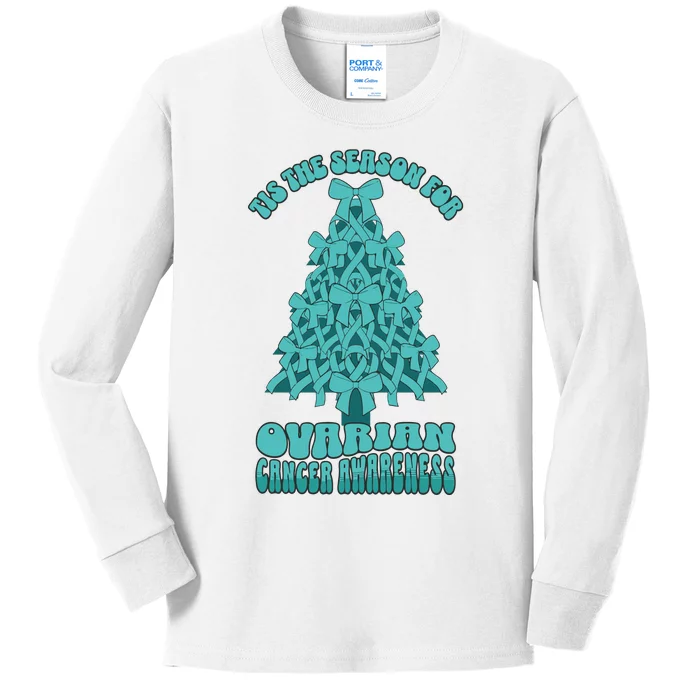 Ovarian Cancer Awareness Christmas Kids Long Sleeve Shirt